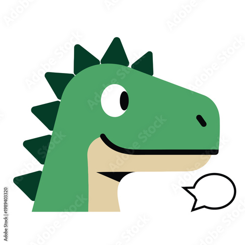 Smiling cartoon dinosaur with speech bubble 1.