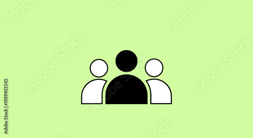 Stylized icon representing a diverse group of three individuals, symbolizing teamwork, community, and human connection on a clean, light background