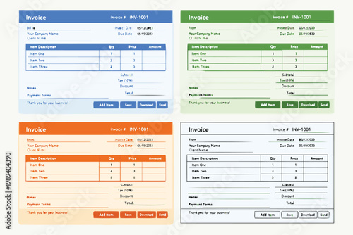 Vintage Software Interfaces Displaying Project Management and Invoicing Tools Vector