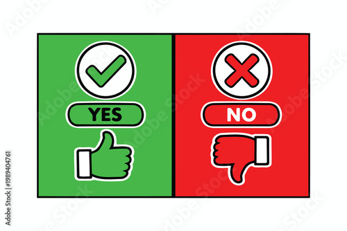 Visual representation of approval and disapproval with thumbs up and down Vector