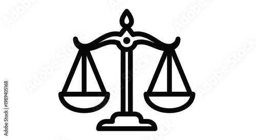 A black outline of scales of justice representing law and fairness silhouette