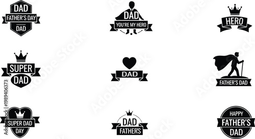 Dad badges and icons collection isolated on transparent background