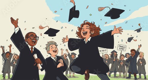 Happy Graduates Celebrating Academic Achievement Together.