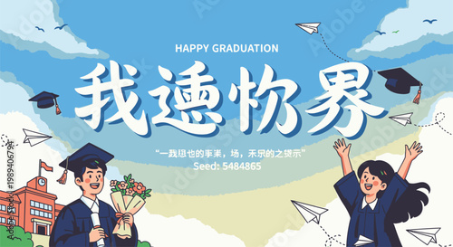 Two young adults celebrating graduation day.