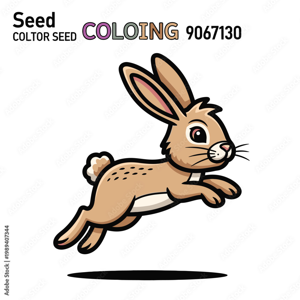 Fototapeta premium Brown Rabbit Hopping Fast Outside.