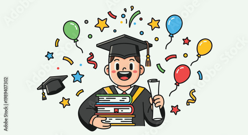 Young man in graduation cap smiling.
