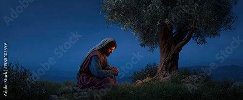 Heartwarming Biblical scene of Jesus Christ washing Apostle John's feet showcasing humility and compassion.