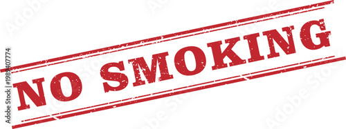 No Smoking Red Rectangular Stamp White Text Vector Illustration Icon