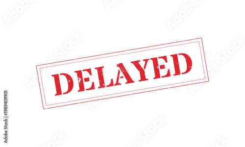 Delayed Red Rectangular Stamp White Text Vector Illustration Icon Design