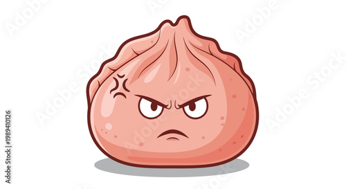 Cartoon angry dumpling with star on face