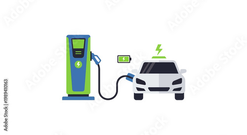 Electric Car Charging Station: Modern EV Charging, Green Energy, Sustainable Transport