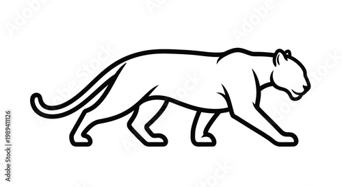 A sleek panther is depicted in a dynamic pose a striking black silhouette