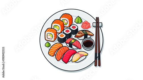 Sushi on a white plate.