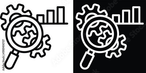 analyze Two-tone version in black and white background