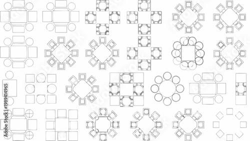 Foto Arrangement of geometric shapes squares circles and rectangles
