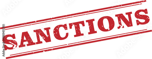 Sanction Red Rectangular Stamp White Text Vector Illustration Icon Design