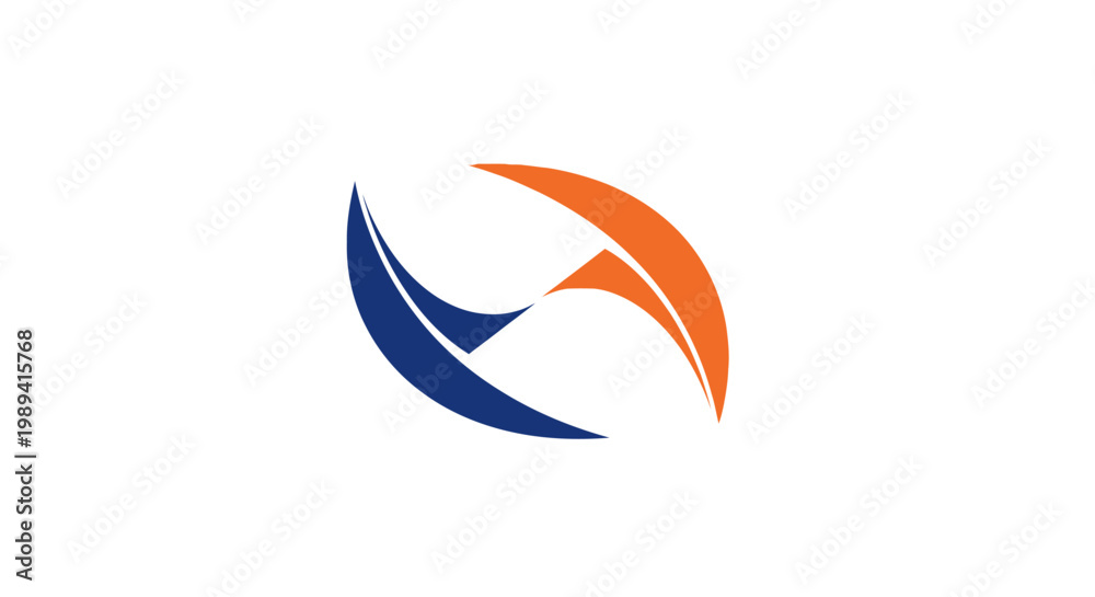 Obraz premium The dynamic abstract logo features curved shapes in motion with blue and orange colors.