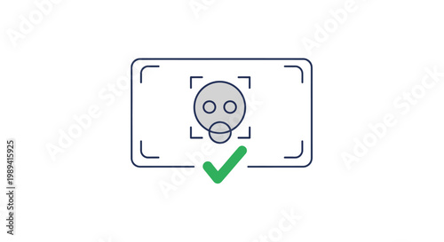 A graphic illustration of a verified identification card with a skull face and a green checkmark.