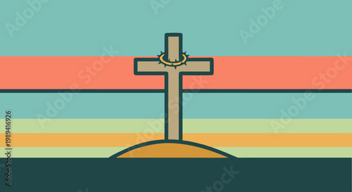 A poignant depiction of Good Friday, symbolizing sacrifice and hope with a cross crowned with thorns