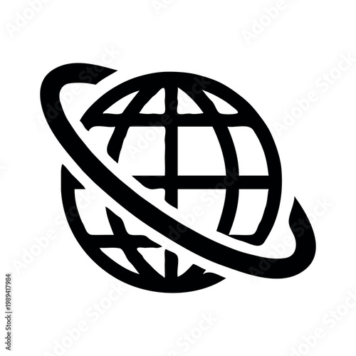 Slika na platnu black and white vector illustration of Earth glob 8.eps
