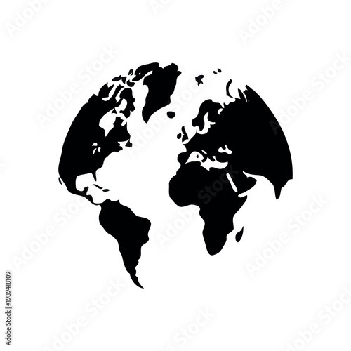 Photography black and white vector illustration of Earth glob 1.eps