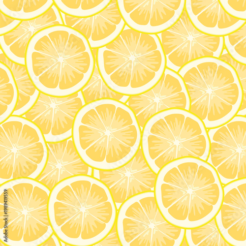 A vibrant summer pattern of overlapping lemon slices radiating freshness and energy.