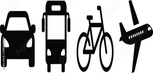 Top down view of vehicles car rv bicycle and motorcycle