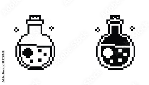 Pixel Potion Flask Icon Retro Game Asset Science Lab UI Element