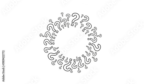 Hand drawn question mark circle frame doodle vector illustration with sketch style inquiry concept design