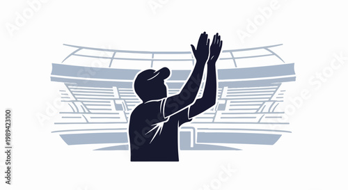 Silhouette of person clapping in front of stadium seats