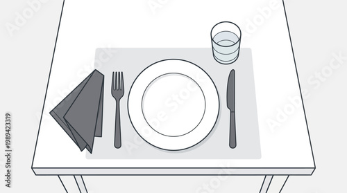Table setting with plate glass.