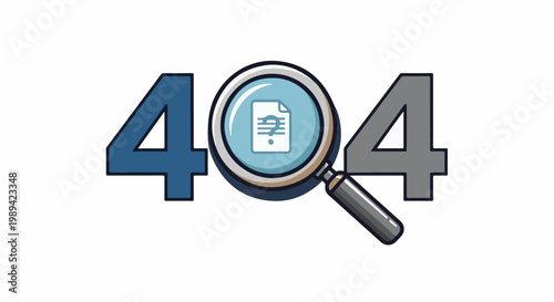 Magnifying glass on document with 404 error