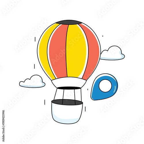 An eye catching design icon of hot air balloon 