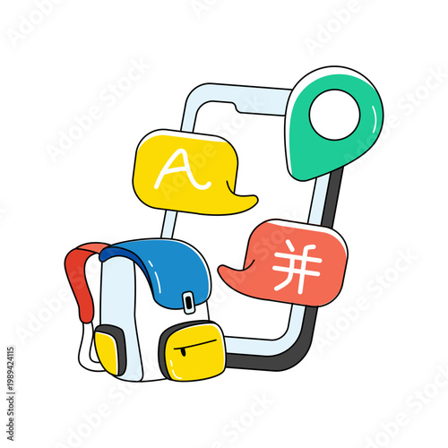 Editable design icon of mobile travel chat