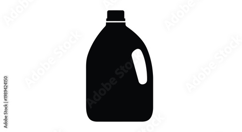 Simple black silhouette of a plastic jug with a handle isolated on white background silhouette