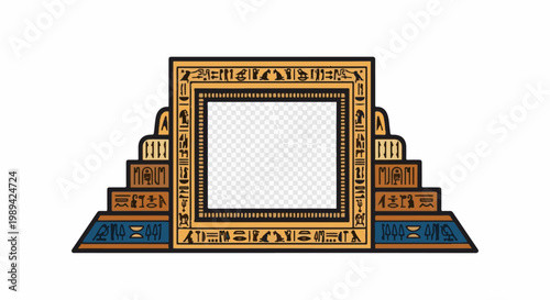 Ancient Egyptian hieroglyphic frame with tiered base