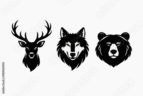 Canvas Print Wild Animal Heads
Animal Head Silhouettes
Wildlife Face Icons
