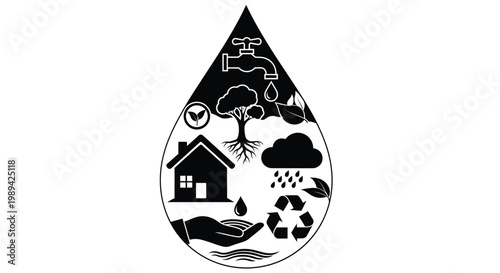 A symbolic water droplet depicting environmental conservation and sustainability