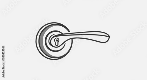 A stylized line drawing of a door handle with a keyhole
