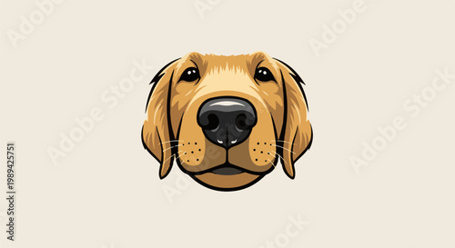 Close-up illustration of a friendly golden retriever's face