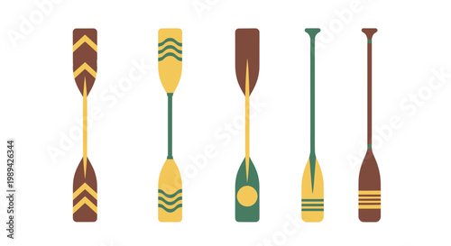 Collection of Colorful Paddles for Canoes and Kayaks