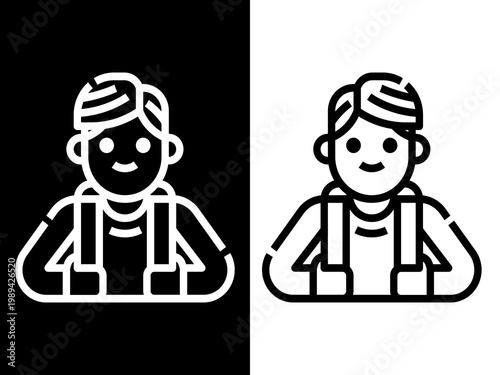 Student Boy Silhouette, Back to School Pupil Icon, Vector Education and Learning Illustration
