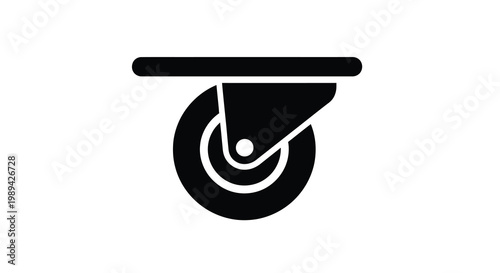 A black outline depicts a caster wheel showcasing industrial design silhouette