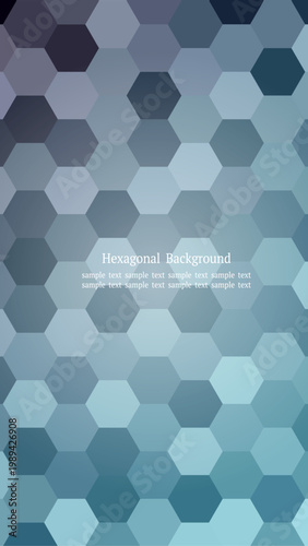 ダークグレーの六角形モザイク背景 シンプルで上品な落ち着いたデザイン 縦長16:9