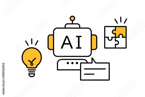 対話型AIとの会話で答えやアイデアが思いつくイメージイラスト