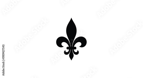 A striking black fleur de lis emblem displayed against a plain white background silhouette