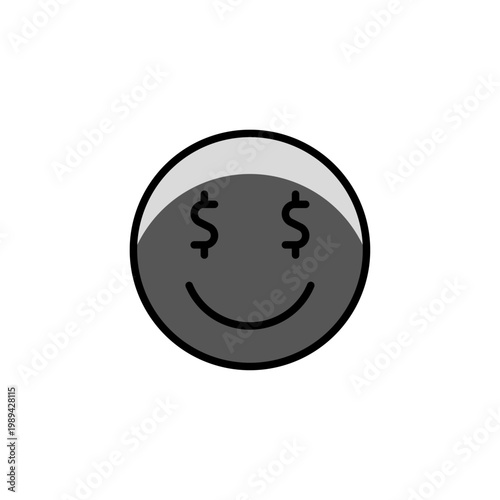 Money Eye Smiley Face Emoji Silhouette Isolated on White Background