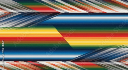 Abstract Mexican Serape Blanket Texture with Vibrant Colorful Horizontal Stripes
