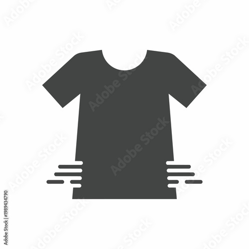 Dark gray t-shirt icon with horizontal lines symbolizing movement or washing.