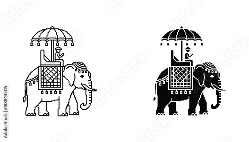 Elephant Riding Ceremonial Parade Cultural Travel Icon